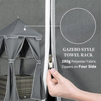 Pool Towel Valet Caddy with Canopy Cover, Hand-Woven PE Rattan Storage - Image 4