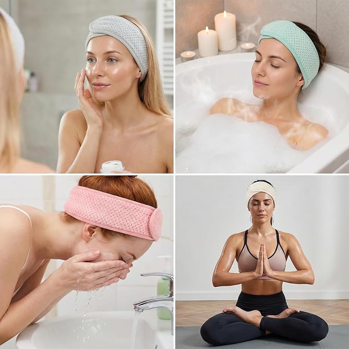 Yolev 4 Pcs Skincare Headbands Adjustable Spa Headbands - Image 2