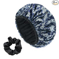 Bandana Satin Shower Cap, Three-Layer Terry Cloth Lined, by Yonchic