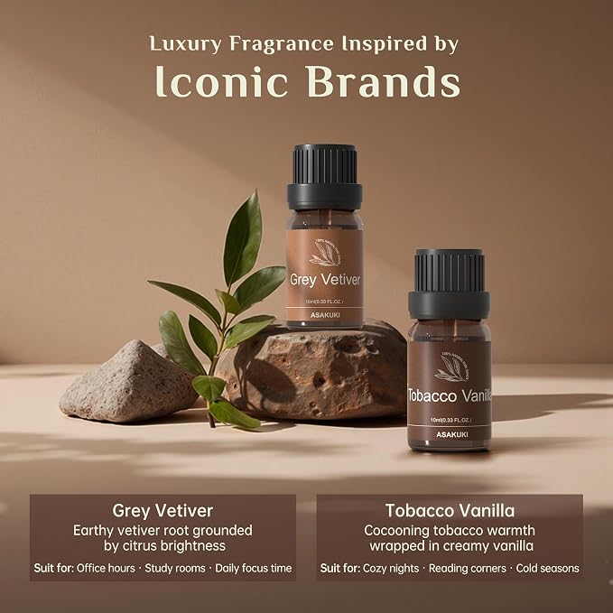 ASAKUKI Men Essential Oils Set for Diffuser, 6×10ml Cologne-Inspired Unisex - Image 4