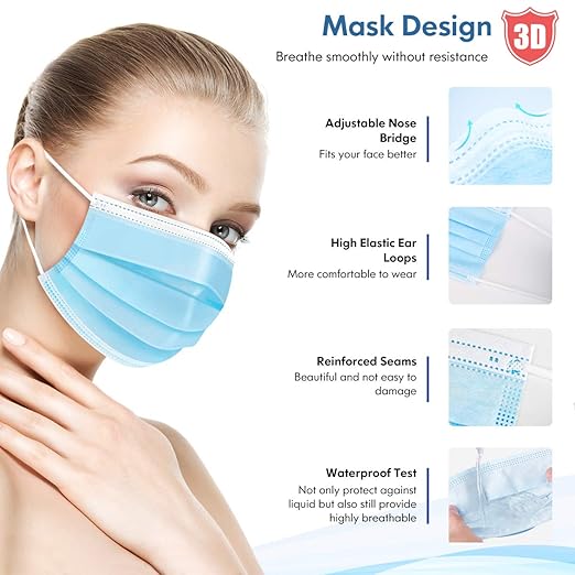 HDFK Face Mask Disposable Adults 3Ply Non-Woven - Image 5