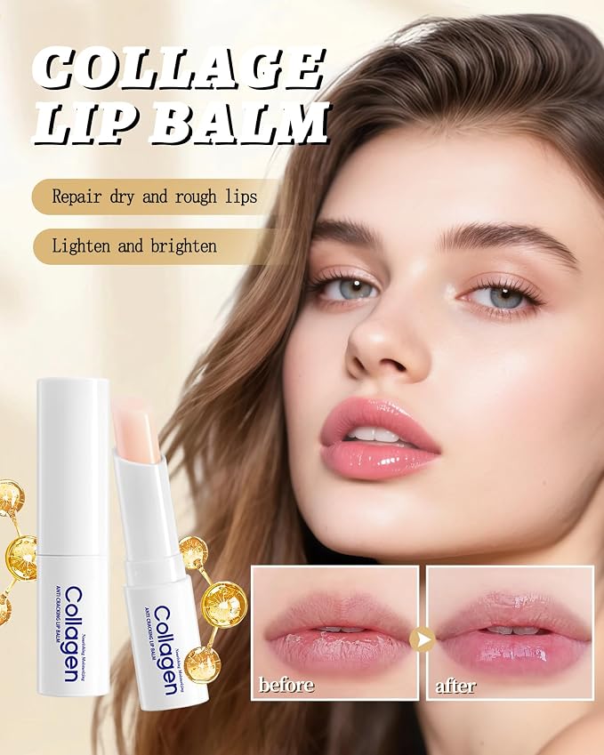 Collagen Lip Balm Set, Dry Lips Care Lip Moisturizer, Nourishing Vegan Lip - Image 2
