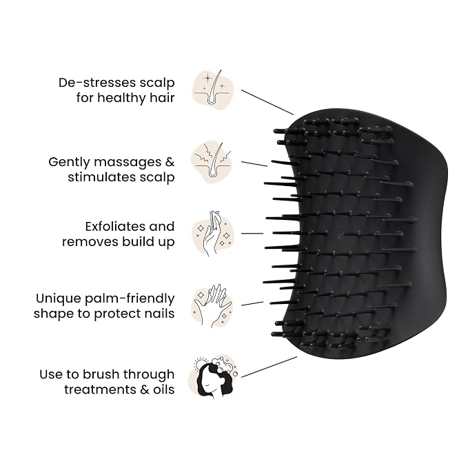 Tangle Teezer Scalp & Shampoo Hairbrush, to Exfoliate, and Cleanse, Onyx Black - Image 3