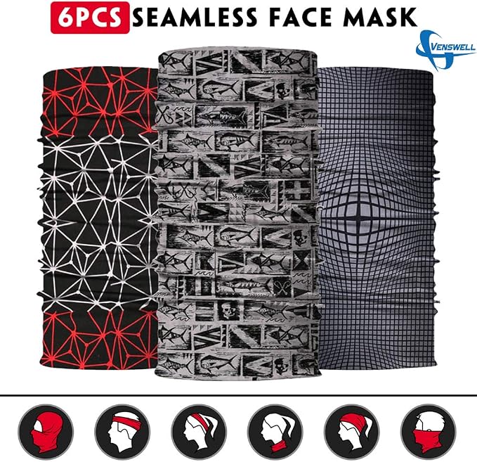 Venswell Neck Gaiter Face Mask Men Women, Seamless Bandana Rave Face Cover - Image 4