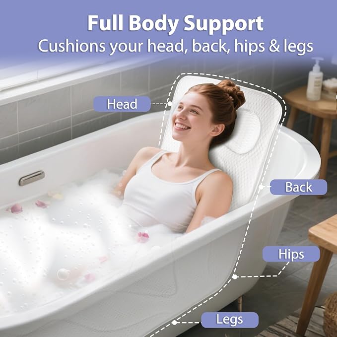 Full Body Bath Pillow for Tub, Luxury Bathtub Pillow for Full Back, Head and - Image 3