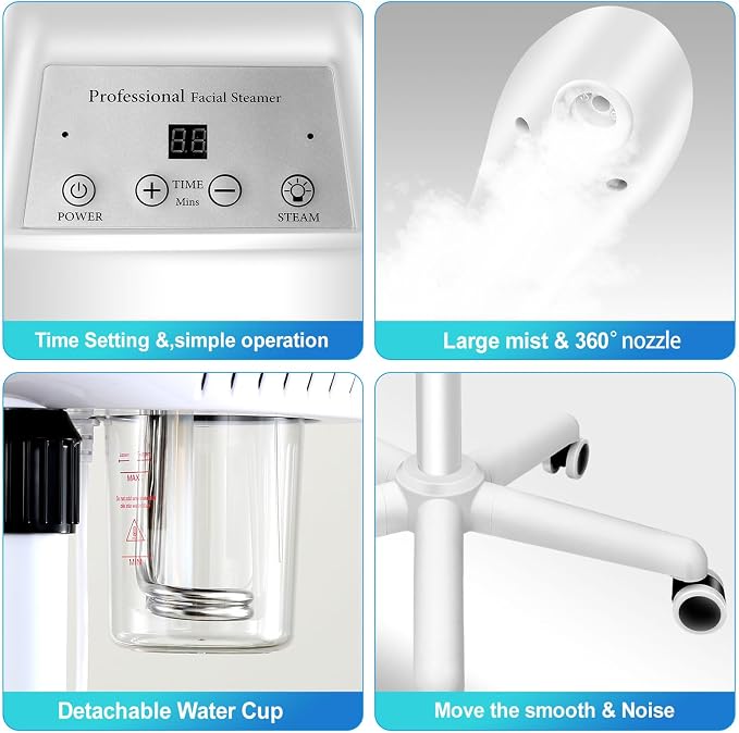 Professional Facial Steamer, Face Steamer on Wheels, SPA Ozone Steamer - Image 2