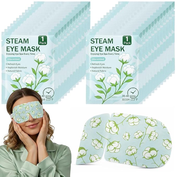 100 Pcs Steam Eye Masks for Dry Eyes Unscented Self Heated Steam Warm Eye Mask by Croloose
