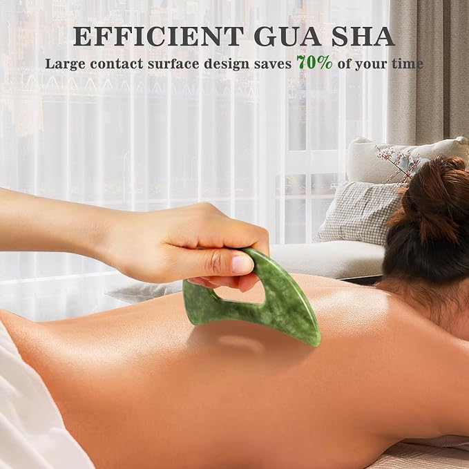 3 in 1 Jade Stone Gua Sha Massage Tool, Large Guasha Muscle Scraper Tools Set - Image 3