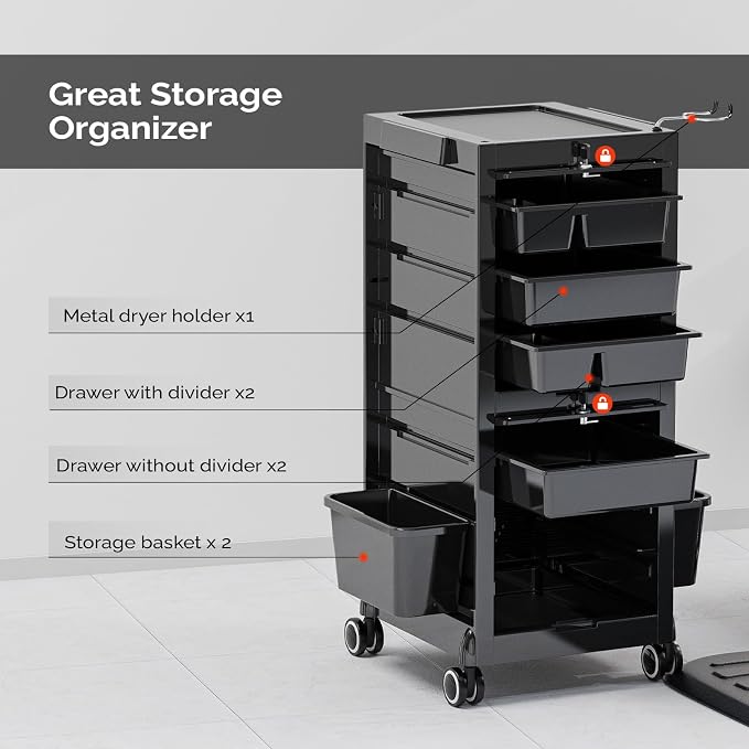 OmySalon Salon Trolley Cart, Hair Stylist Station - Image 2