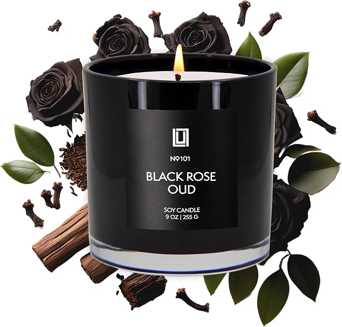 Lulu Candles | Black Rose & Oud | Smells Floral and Smokey | Luxury Scented Soy by LULUCANDLES