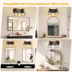 2-Light Farmhouse Bathroom Light Fixtures Over Mirror, Rustic Wood Vanity Lights - Image 6