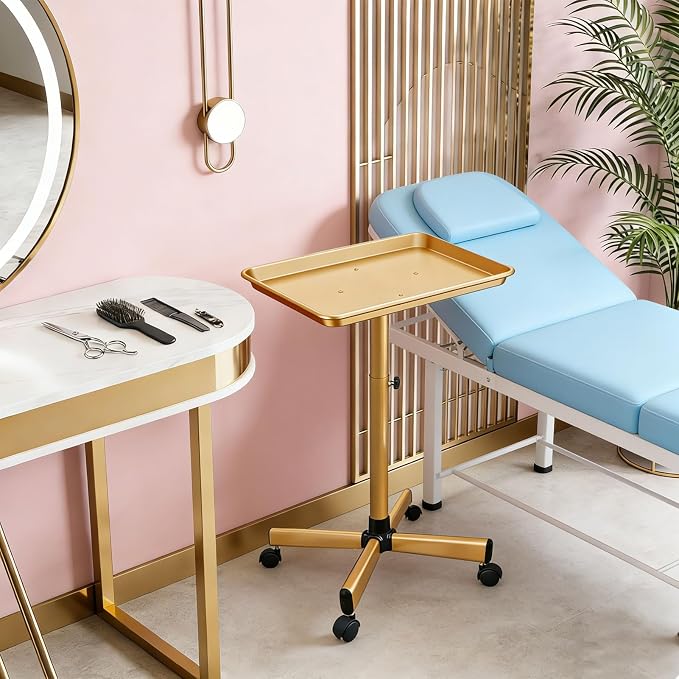 Salon Rolling Tray, Height Adjustable Tattoo Tray Rolling Cart, Storage Utility - Image 4