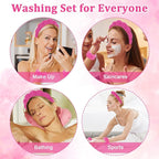 7Pcs Puffy Spa Set: Terry Cloth Headband, Wristbands, Scrunchies, Powder Puffs - Image 3