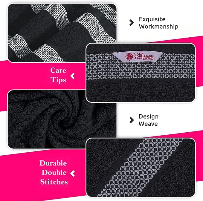 CASA COPENHAGEN Solitaire 6Pcs 100% Egyptian Cotton Large Designer Towels Gift - Image 3