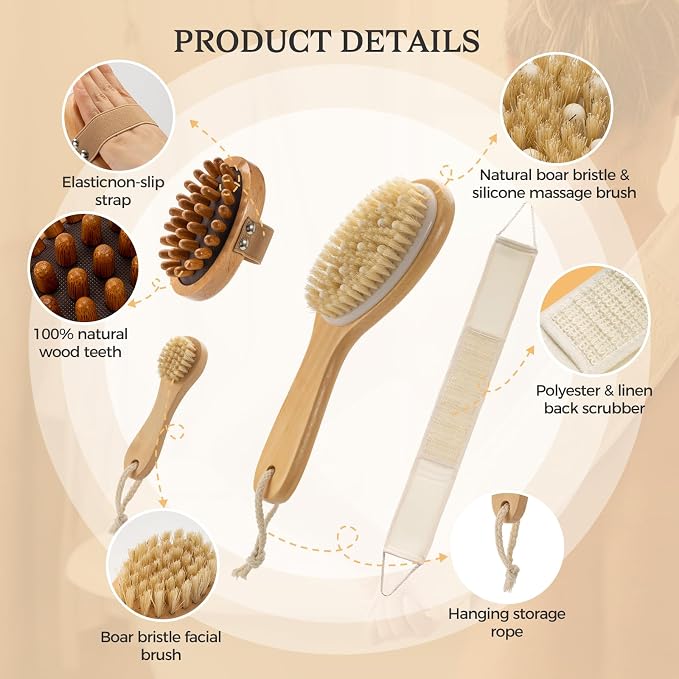 4 Packs Dry Brushing Body Brush Set - Image 8