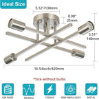 SunRider Industrial 4-Light Semi Flush Mount Ceiling Light Fixture, Brushed - Image 2