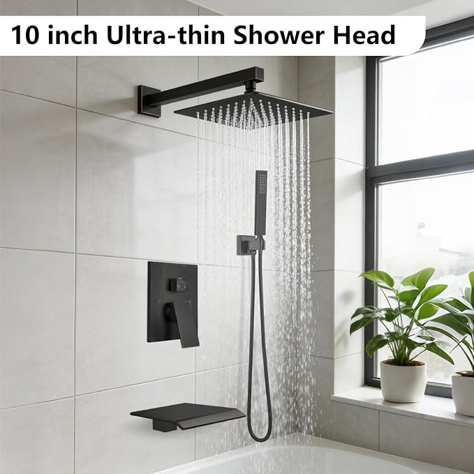 Midanya Shower System with Tub Spout, Bathtub Shower Faucet Set with Square - Image 2