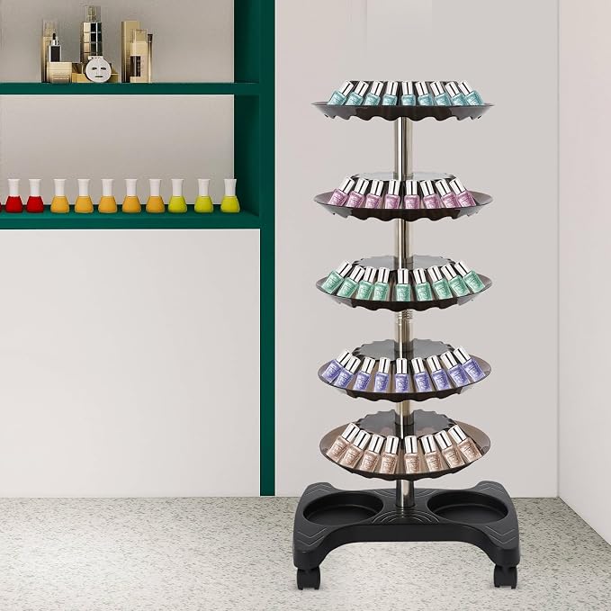 Nail Polish Trolley Organizer, 5 Tiers 360° Rotating Tray Nail Polish Spinning - Image 6