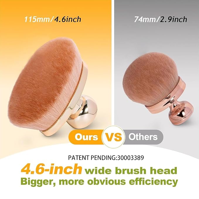 Extra Large Body Makeup Brush for Self Tanner – 115mm Wide Oval Kabuki Body - Image 2