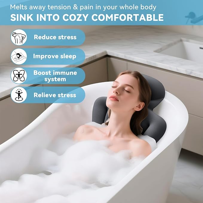 Full Body Bath Pillow for Bathtub RUVINCE Ergonomic Luxury Bathtub Pillow - Image 6
