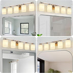 5-Light Bathroom Light Fixtures, Modern Vanity Lights, Brushed Nickel Metal - Image 3