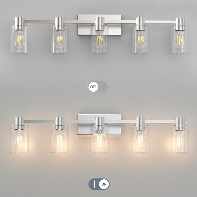 5-Light Modern Vanity Light Fixtures Over Mirror, Brushed Nickel Bathroom Light - Image 4