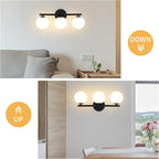Black Globe Bathroom Light Fixtures 3-Light Vanity Light - Image 3