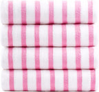 JML Beach Towels, 4 Pack, Large Microfiber Bath Towel Set, Cabana Stripe - Image 2