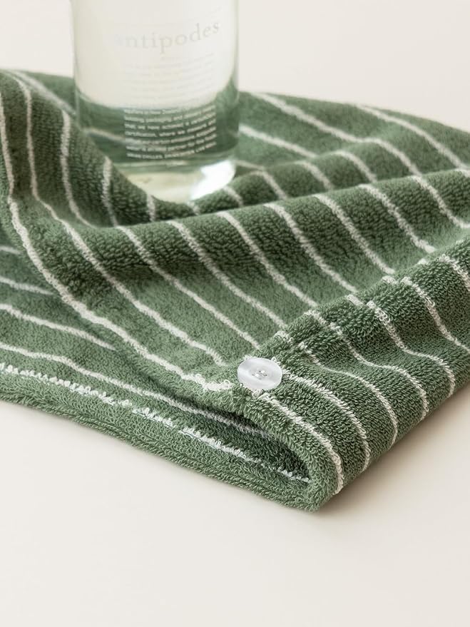 WENSHUO Frosted Pines-Striped Hair Towel Wrap-Drying Tool, 100% Combed Cotton - Image 5