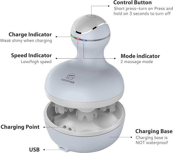 COMFIER Electric Scalp Massager Hair Growth, Handheld Head Massager - Image 5