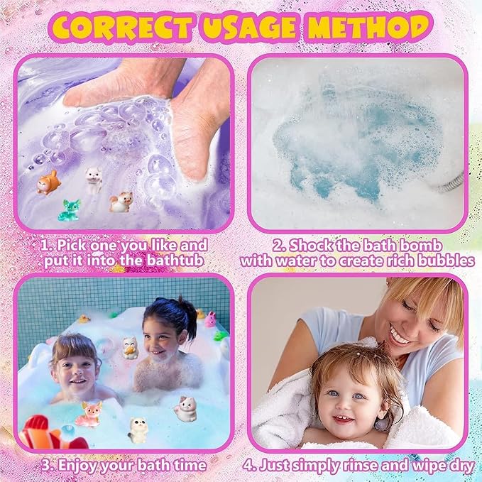 Kids Bath Bombs with Surprise Inside, 20 PackGift Set, Natural Organic Bubble - Image 3