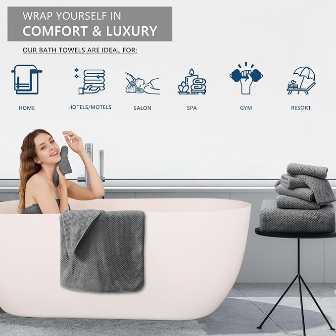 Extra Large Bath Towel Set of 4, Oversized Bath Sheet Super Soft Highly - Image 6