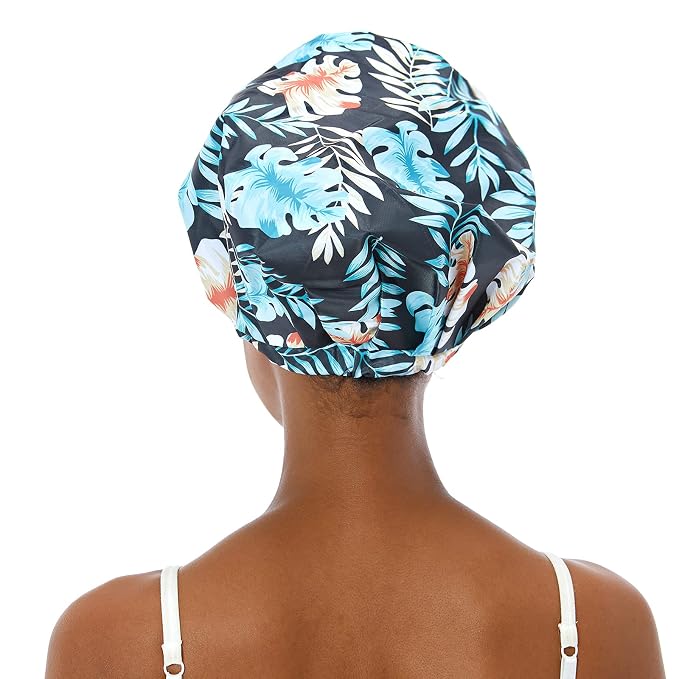 Shower Cap for Women Reusable Waterproof Bath Cap for Long Hair Cap for Shower - Image 2