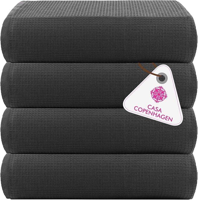 CASA COPENHAGEN Wafffle 4Pcs 100% Egyptian Cotton Large Designer Towels Gift by CASACOPENHAGEN