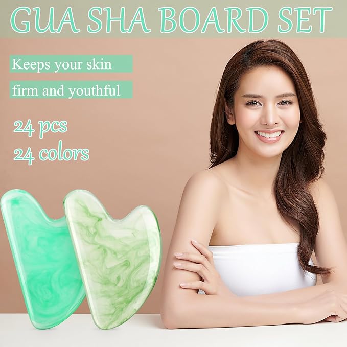 Sherr 24 Pcs Gua Sha Facial Tool Resin Gua Sha Massage Tool Heart Shaped Gua - Image 5