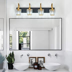 Modern Bathroom Vanity Light, 4-Light Black Gold Wall Sconce - Image 7