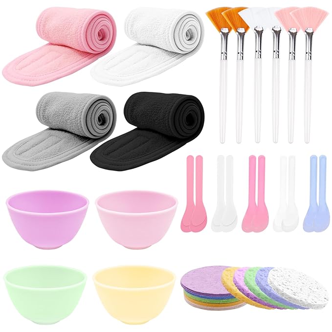 39 Pcs Esthetician Facial Supplies Set: 4 Silicone Facial Bowls, 4 Facial by Suptizizkz