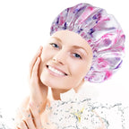 4 PCS Shower Cap for Women, Elastic and Reusable Bath Caps, Double Layers - Image 2