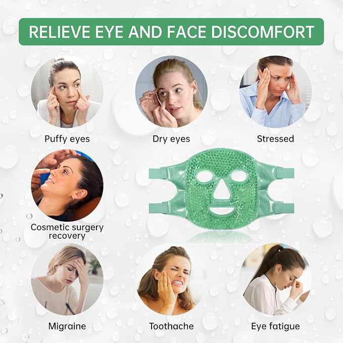ZNÖCUETÖD Face Ice Mask Facial Ice Packs Gel Hot Cold Compress - Image 3