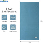 ecolook Bath Towels Set of 4, 100% Cotton, 27 x 55 Inches, Quick-Drying & - Image 3
