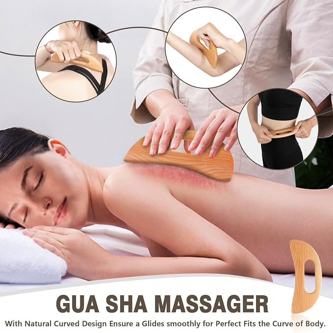 KintKita Wood Therapy Massage Tools 4-in-1, Wooden Lymphatic Drainage Massager - Image 4
