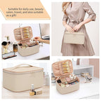 OCHEAL Beige Makeup Bag, Travel Makeup Organizer Bag, Large Capacity Cosmetic - Image 8