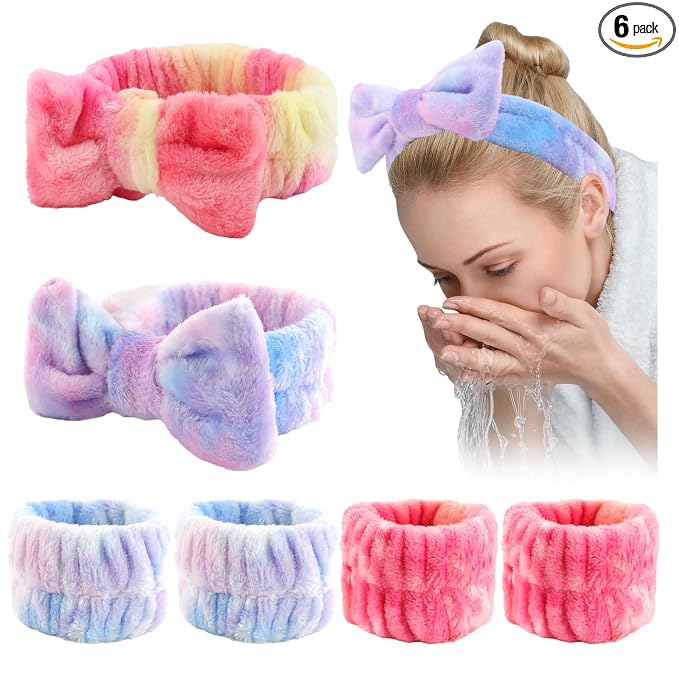 WHAVEL 8PCS Spa Headband and Wristbands Set, Face Wash Headband Wrist Bands by Whavel