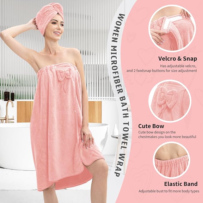 Bath Wrap Towels for Women – Adjustable Spa Shower Wrap - Image 3