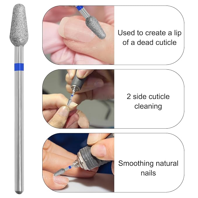 Diamond Tapered Cuticle Nail Drill Bits, Pro Electric Nail Bit - Image 5