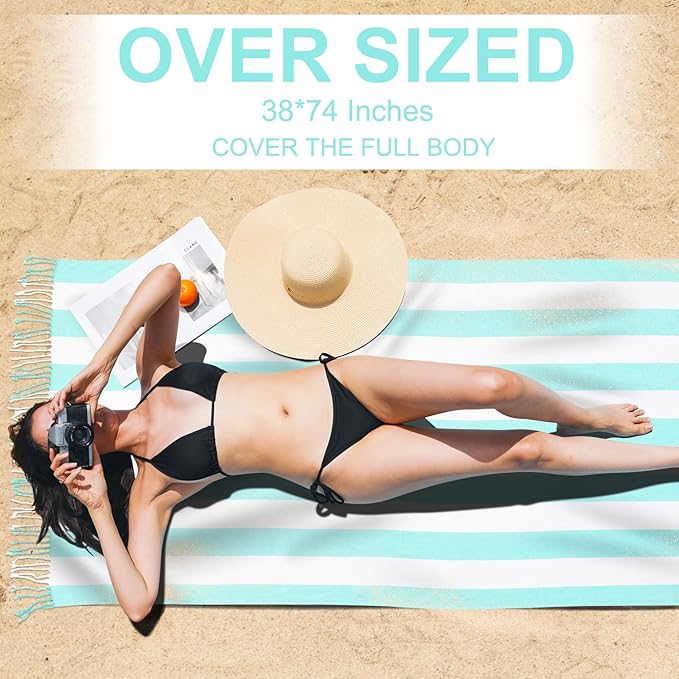 Genovega 6 Oversized Turkish Beach Bath Towel Set Bulk 74"x38" Extra Large Sand - Image 3