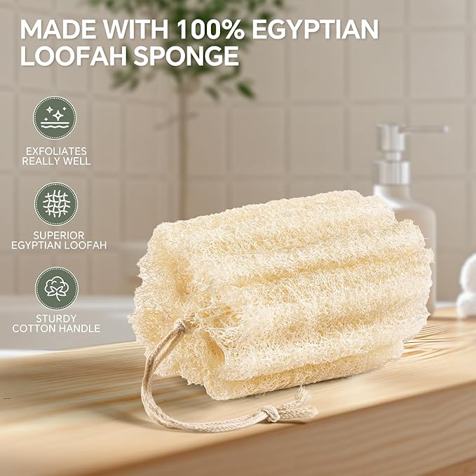 3PCS Egyptian Natural Loofah Exfoliating Body Scrubber, Natural Real Egyptian - Image 2