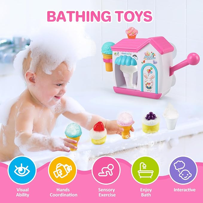 Gretex Toddler Bath Toys for 3 4 5 6 7 8 Years Old Girls, Bubble Ice Cream - Image 2
