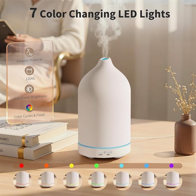 URPOWER 120ML Essential Oil Diffuser Ceramic Aromatherapy Diffuser - Image 3