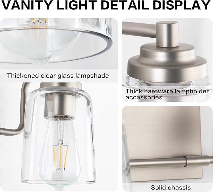 SOLFART Brushed Nickel Vanity Light 2 Light Bathroom Vanity Light Bathroom - Image 4